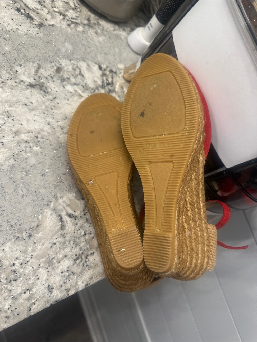 Red Suede Ankle-Strap Espadrille Flats - Picture 3 of 4